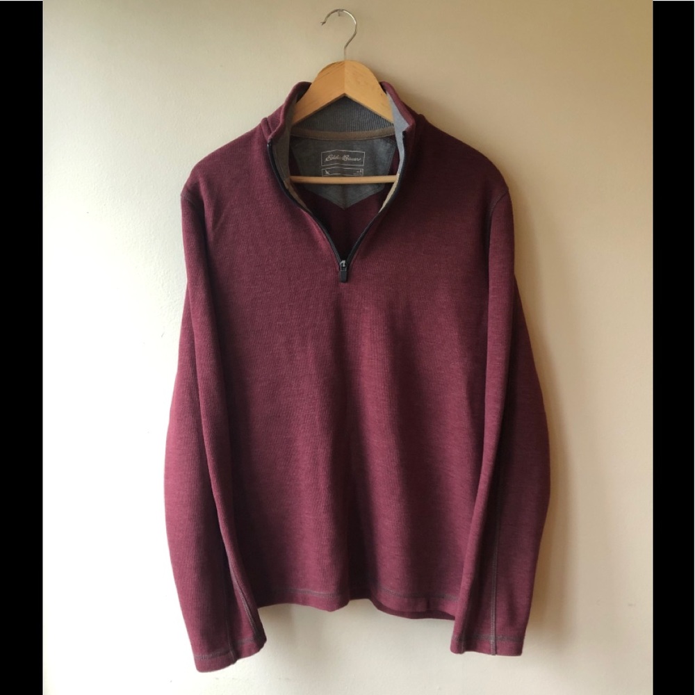 Eddie Bauer Maroon Quarter Zip Pullover Sz M